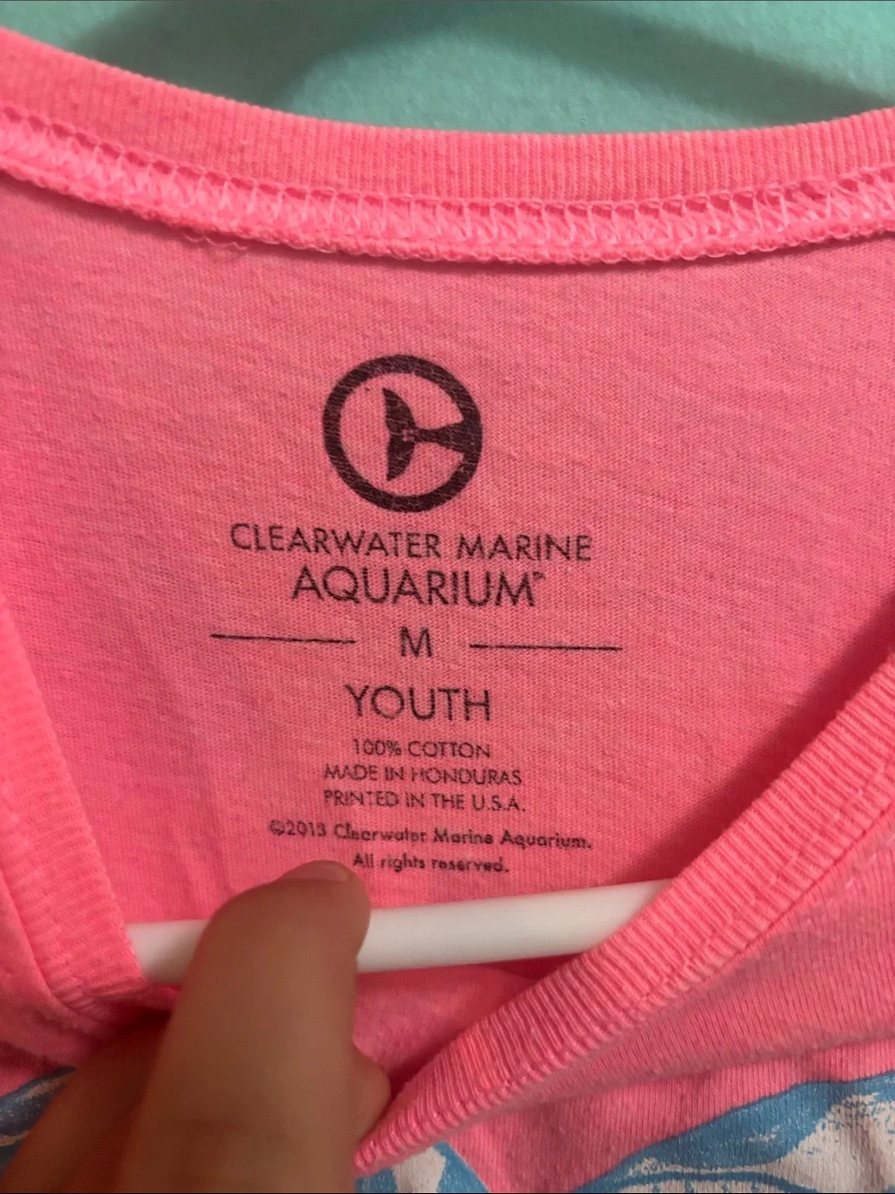 Hobie Pink Girls' Short Sleeve Tee with Blue Heart Dolphin Graphic